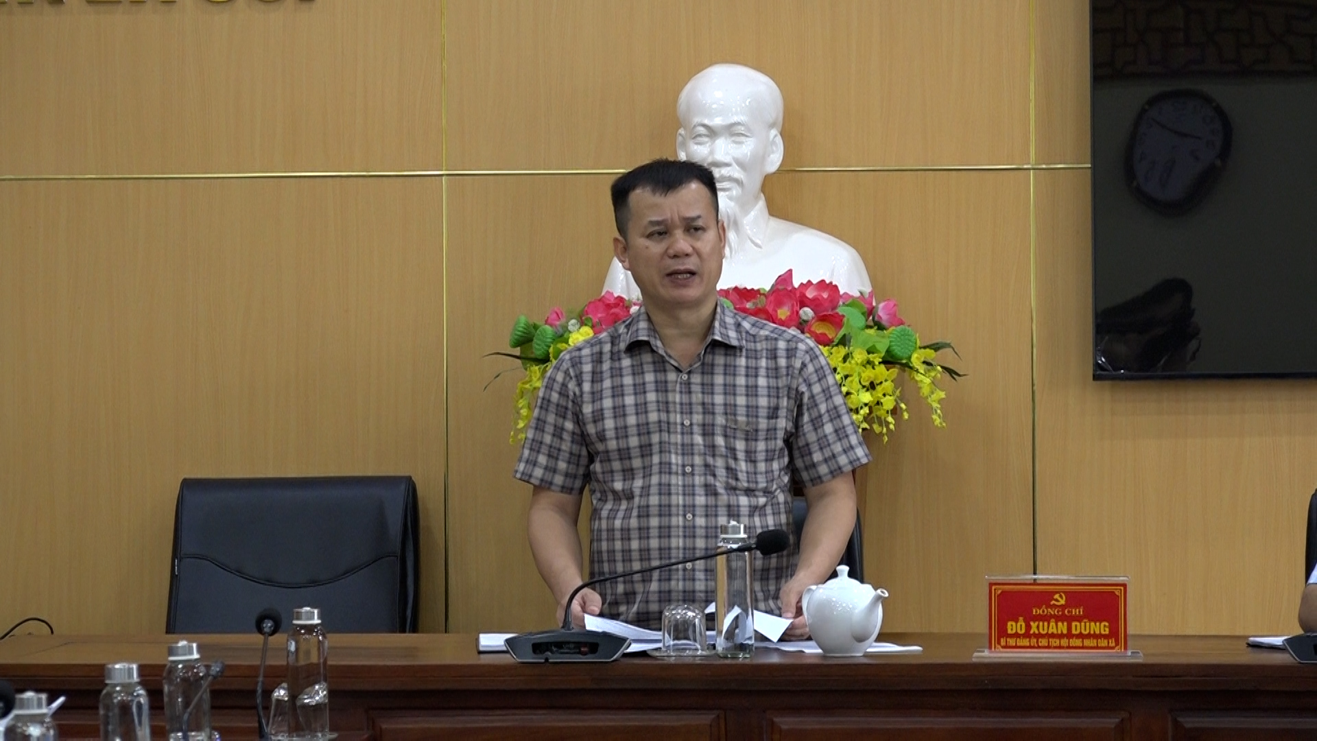 Đồng chí Đỗ Xuân Dũng - Bí thư Đảng ủy xã, Chủ tịch HĐND kết luận giao nhiệm vụ